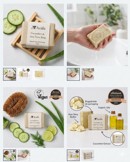 Acala Award-Winning Cucumber & Aloe Vera Soap – Hydrating & Handmade (100g)