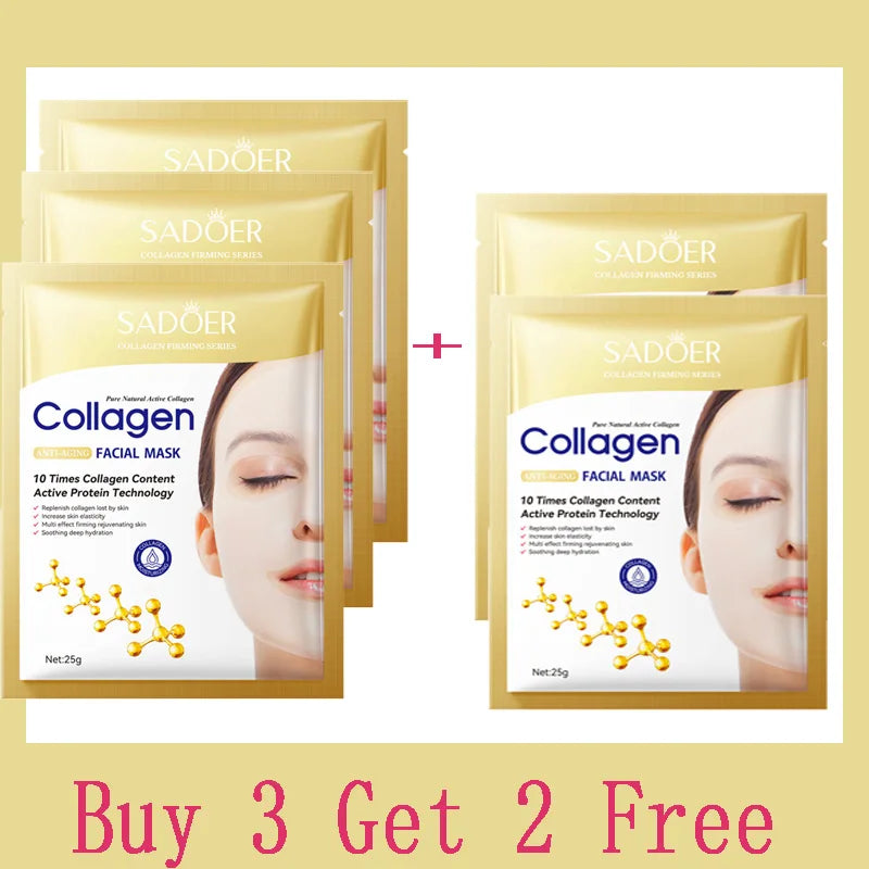 10PCS Collagen Anti-Wrinkle Facial Masks – Anti-Aging, Moisturizing & Firming Korean Skincare