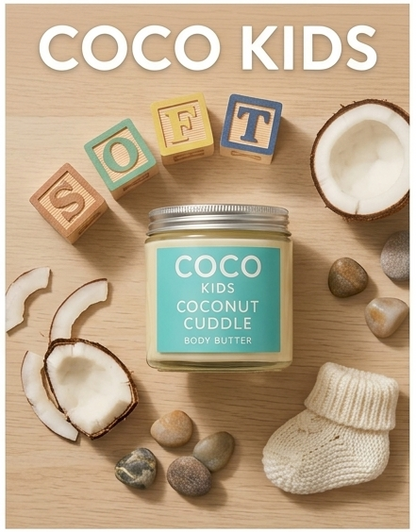 Coco Kids Coconut Cuddle Body Butter – Ultra-Hydrating & Gentle Mango-Coconut Cream for Kids