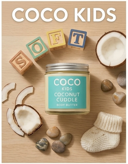 Coco Kids Coconut Cuddle Body Butter – Ultra-Hydrating & Gentle Mango-Coconut Cream for Kids