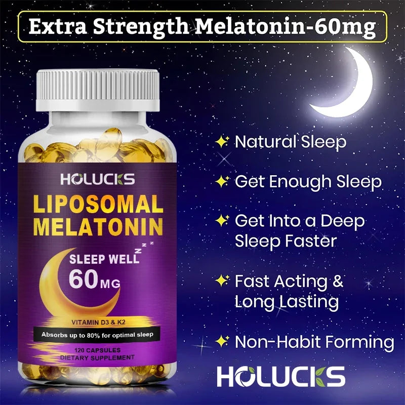 Melatonin 60mg with D3 & K2 + Chamomile – Sleep & Immune Support, 150 Softgels