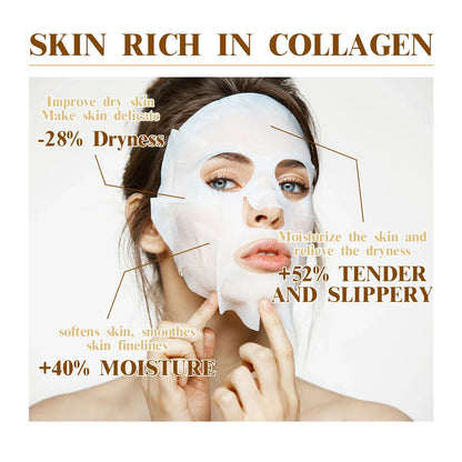 10PCS Collagen Anti-Wrinkle Facial Masks – Anti-Aging, Moisturizing & Firming Korean Skincare