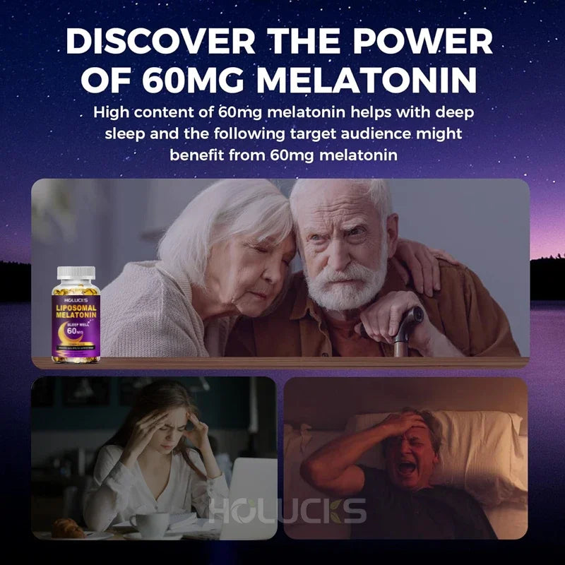 Melatonin 60mg with D3 & K2 + Chamomile – Sleep & Immune Support, 150 Softgels