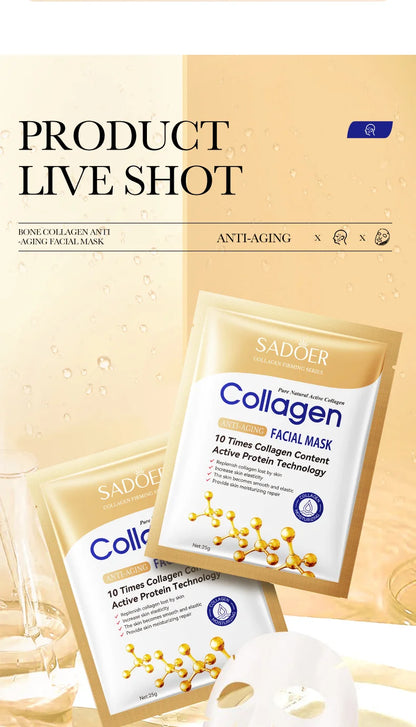 10PCS Collagen Anti-Wrinkle Facial Masks – Anti-Aging, Moisturizing & Firming Korean Skincare