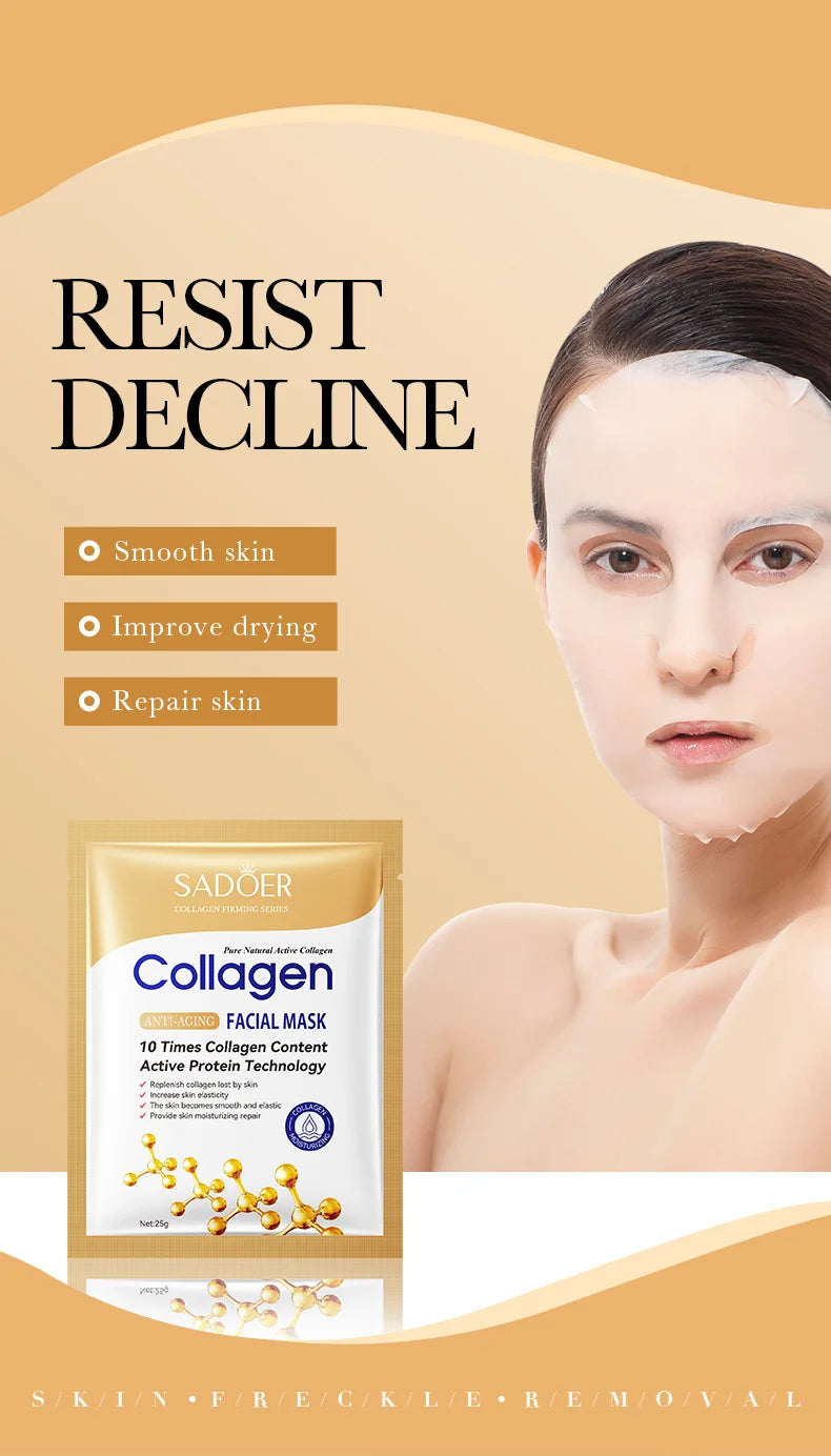 10PCS Collagen Anti-Wrinkle Facial Masks – Anti-Aging, Moisturizing & Firming Korean Skincare