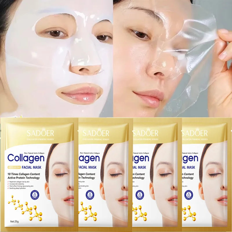 10PCS Collagen Anti-Wrinkle Facial Masks – Anti-Aging, Moisturizing & Firming Korean Skincare