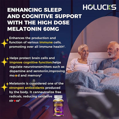 Melatonin 60mg with D3 & K2 + Chamomile – Sleep & Immune Support, 150 Softgels