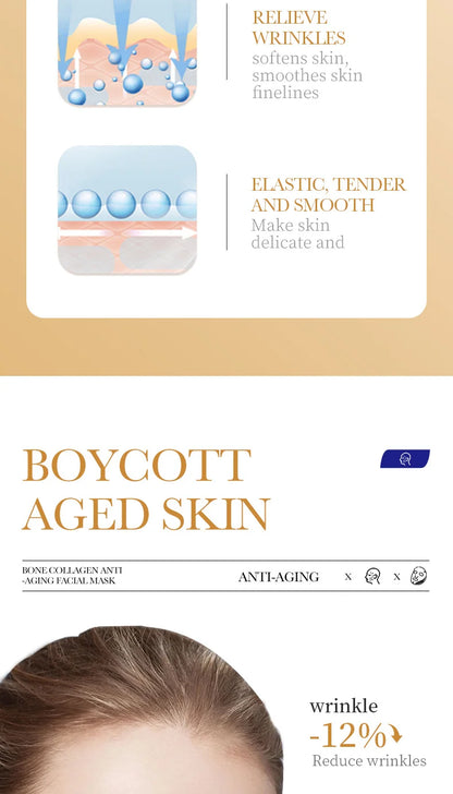 10PCS Collagen Anti-Wrinkle Facial Masks – Anti-Aging, Moisturizing & Firming Korean Skincare