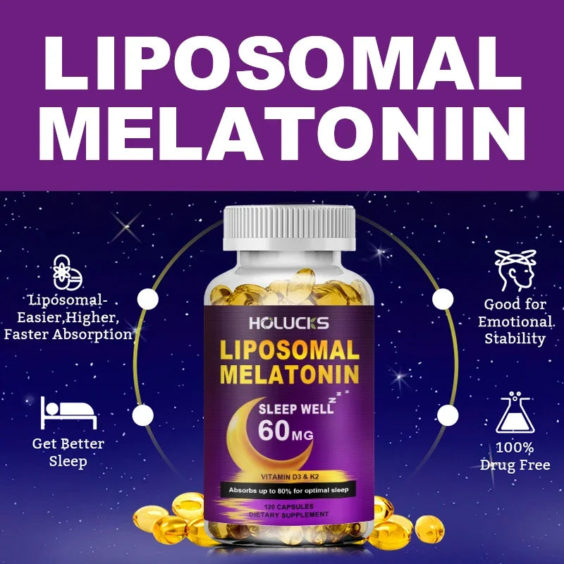 Melatonin 60mg with D3 & K2 + Chamomile – Sleep & Immune Support, 150 Softgels