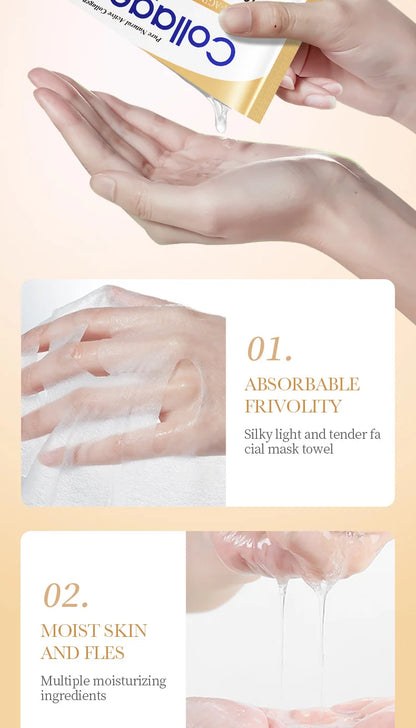 10PCS Collagen Anti-Wrinkle Facial Masks – Anti-Aging, Moisturizing & Firming Korean Skincare