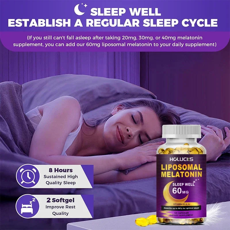 Melatonin 60mg with D3 & K2 + Chamomile – Sleep & Immune Support, 150 Softgels