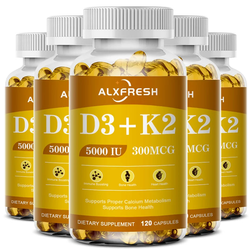 Alxfresh Vitamin D3 & K2 Capsules – Bone, Joint & Immune Support, Collagen & Skin Health