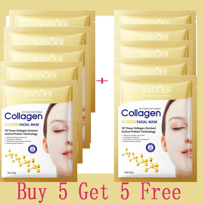 10PCS Collagen Anti-Wrinkle Facial Masks – Anti-Aging, Moisturizing & Firming Korean Skincare